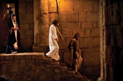 Matthew 26:57–75, Jesus is led to prison