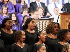 The Morehouse College Glee Club joins the Tabernacle Choir and Orchestra at Temple Square for a special broadcast of “Music and the Spoken Word” on October 22, 2023.