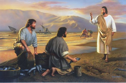 Jesús en la orilla del mar de Galilea