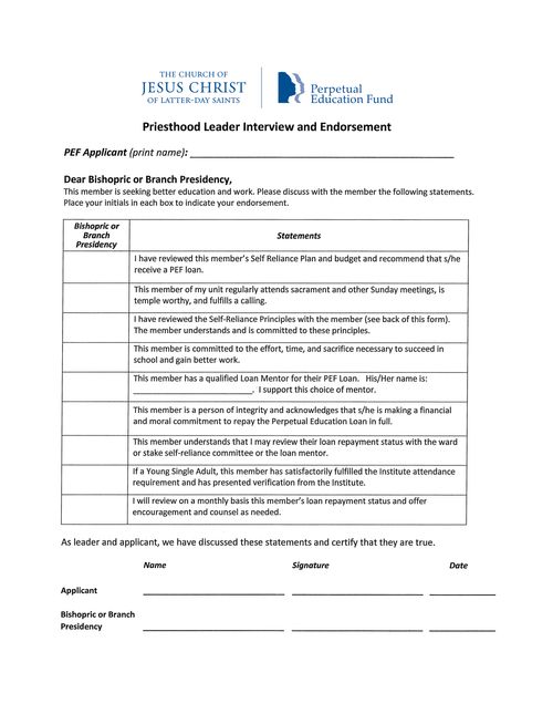 interview and endorsement form