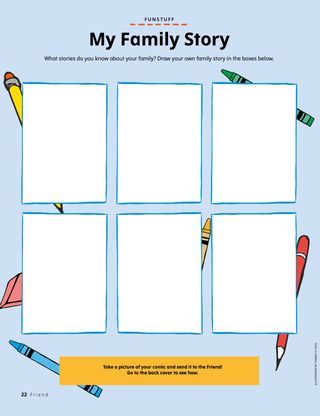 Activity PDF with blank spaces for children to draw in