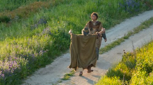 father running toward his son