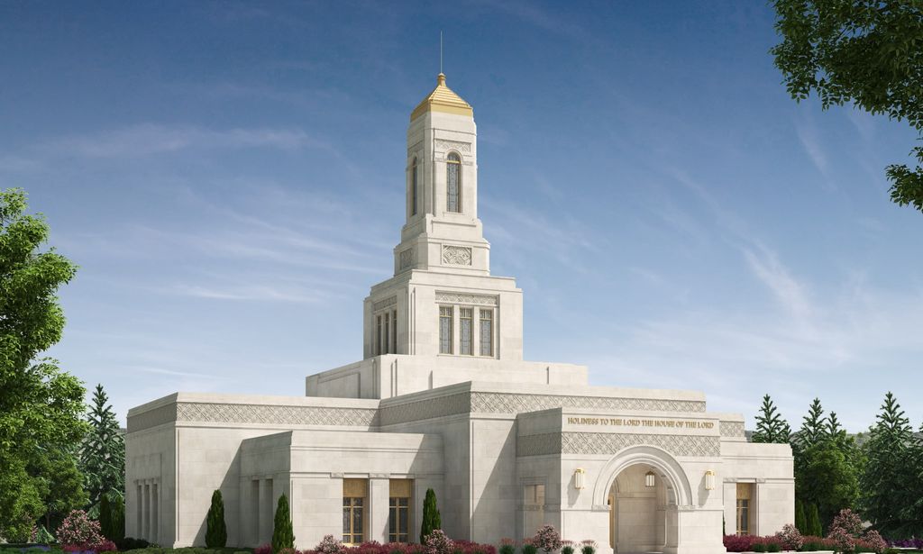 Exterior rendering of the Helena Montana Temple.