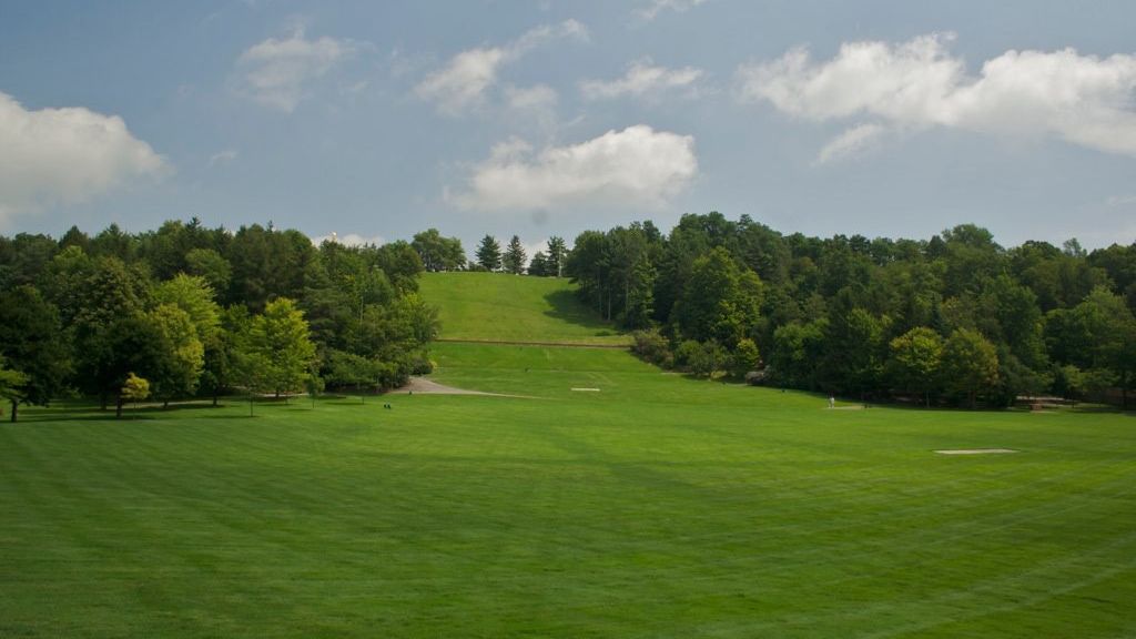 Green grass and trees on Hill Cumorah.