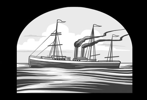 Steamship on ocean