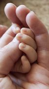 adult hand and baby hand