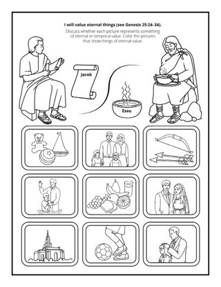 activity page: I will value eternal things