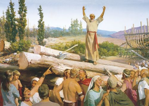 Arkin rakentaminen (Nooan saarnaamista pilkataan)