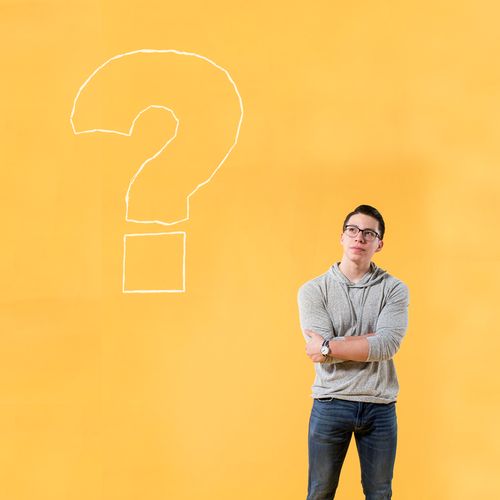 young man with question mark