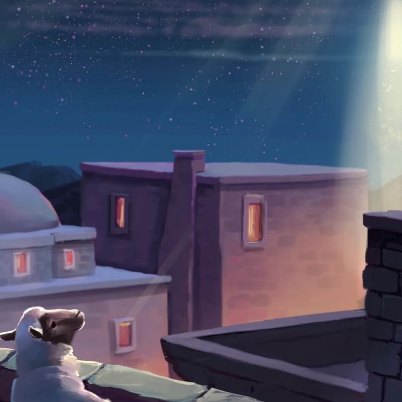 A light shines on the stable in Bethlehem