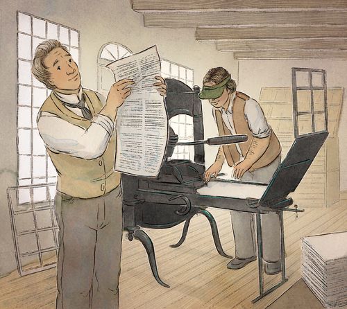 兩個男子在印刷經文