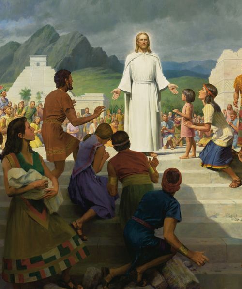 Ausschnitt aus dem Gemälde „Jesus Christus erscheint auf dem amerikanischen Kontinent“