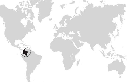 bản đồ với vòng tròn xung quanh Colombia