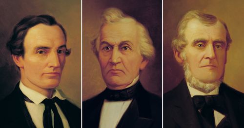 Composite image of David Whitmer, Oliver Cowdery, and Martin Harris.