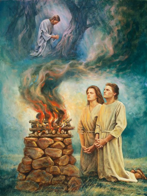 Adam and Eve offering sacrifice