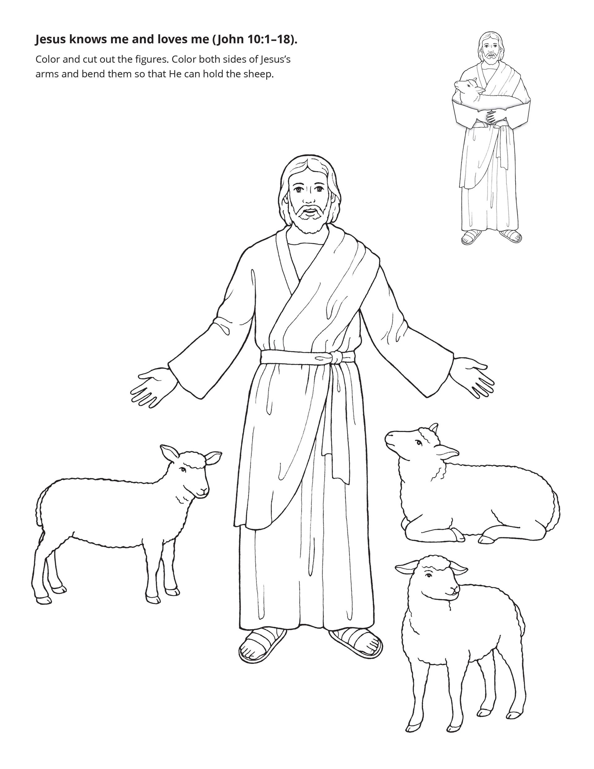 An illustration of Christ with sheep.