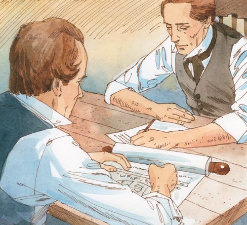 Joseph translating papyrus