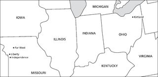 mapa, de Ohio para o Missouri