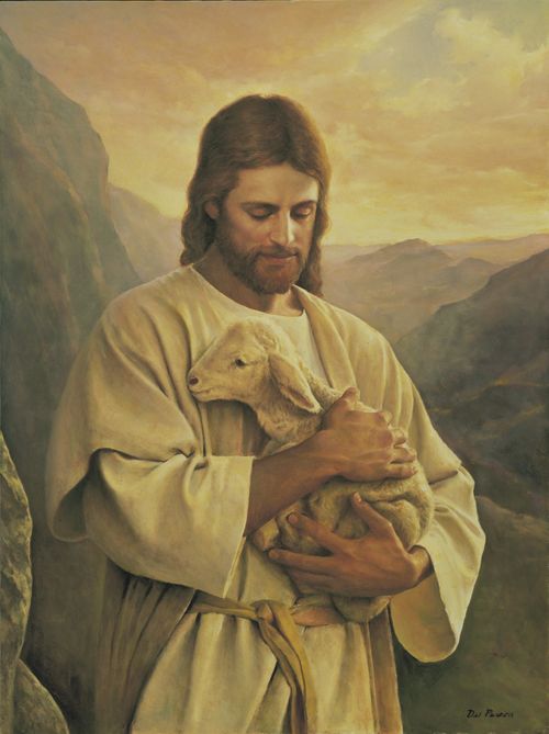 Jesus bär ett förlorat lamm