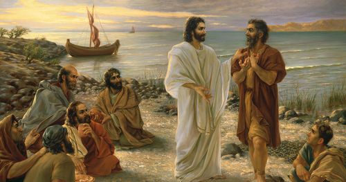 Jesus speaking to disciples on the shore