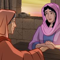 "Illustration of Ruth and Naomi.      Ruth 3:1-2; 4:15"