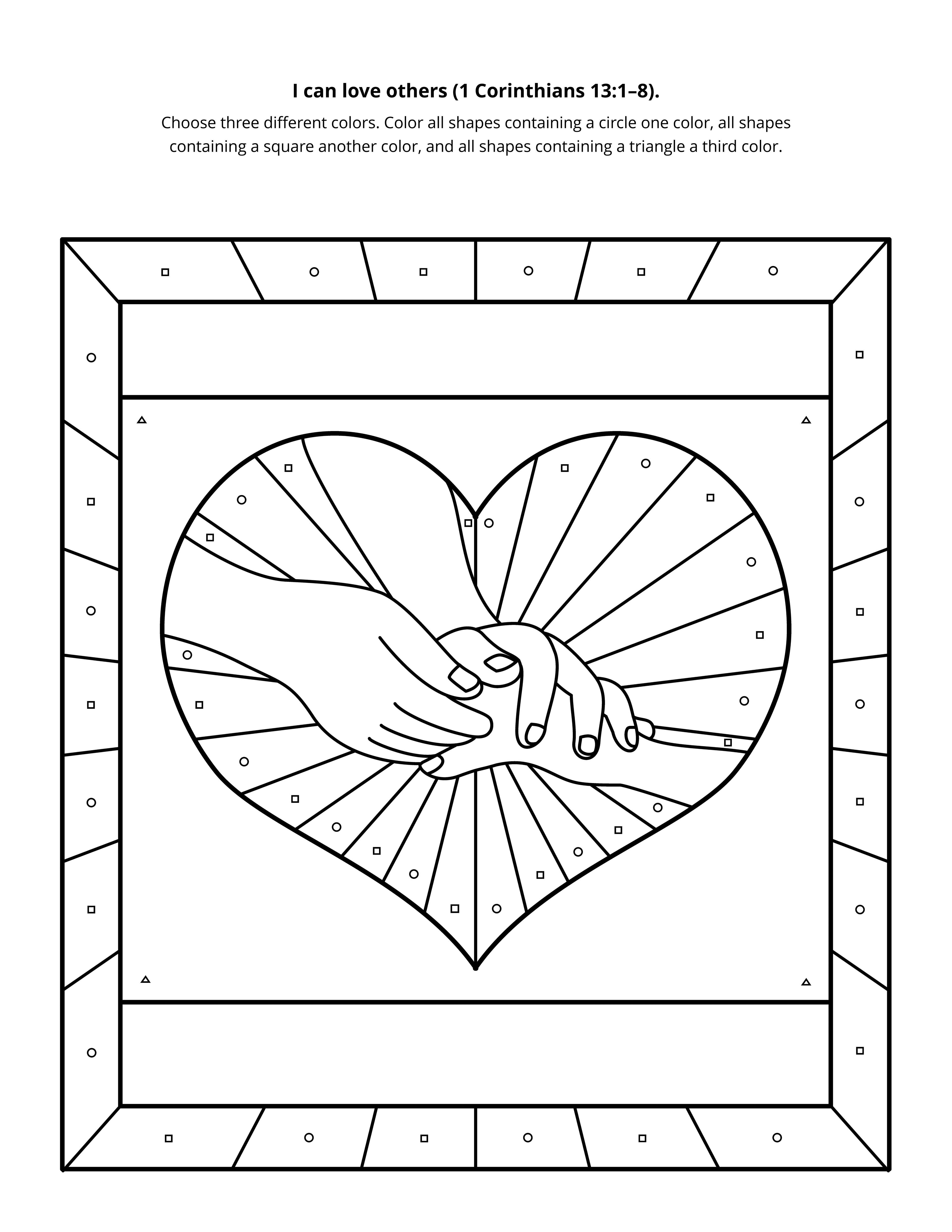 A line drawing of hands inside a heart.