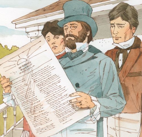 Saints reading the Articles of Faith