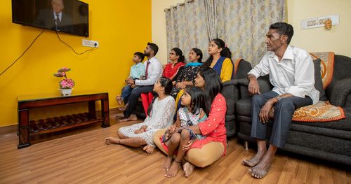 Part of a series of images that were taken from around the world featuring families and individuals watching the October 2020 General Conference in their homes. This photo was taken in India. October 3-4, 2020.
