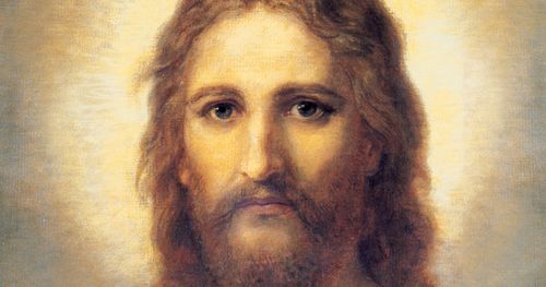 portrét zobrazující obličej Ježíše Krista zepředu