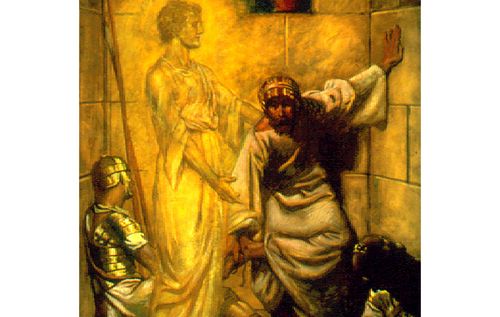 angel assisting Peter in his release from prison