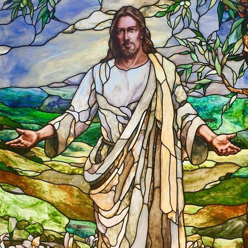 art glass image of Jesus Christ