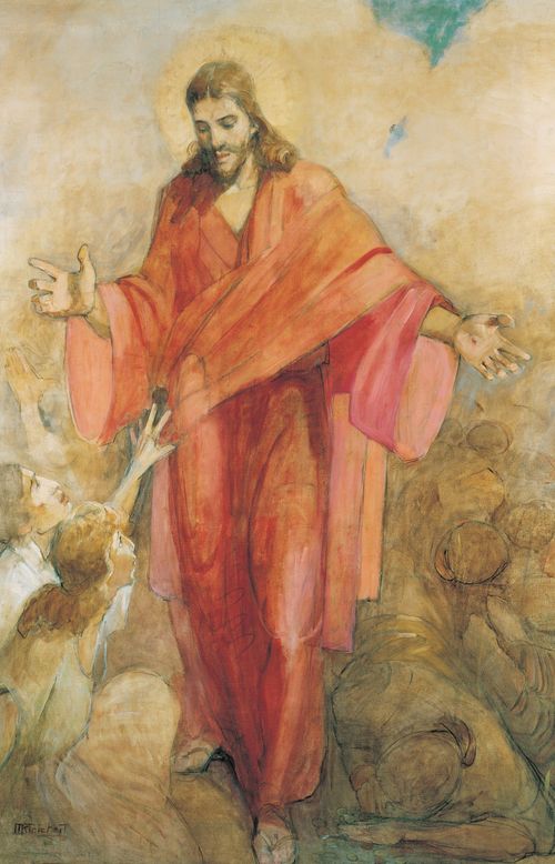 Christ in a Red Robe, by Minerva K. Teichert [Yesu mu Gishura Gitukura, yakozwe na Minerva K. Teichert]