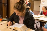 student marking scriptures