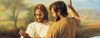 Johannes Døber døber Jesus [John the Baptist Baptizing Jesus], af Greg K. Olsen
