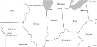 carte de l’Ohio jusqu’au Missouri