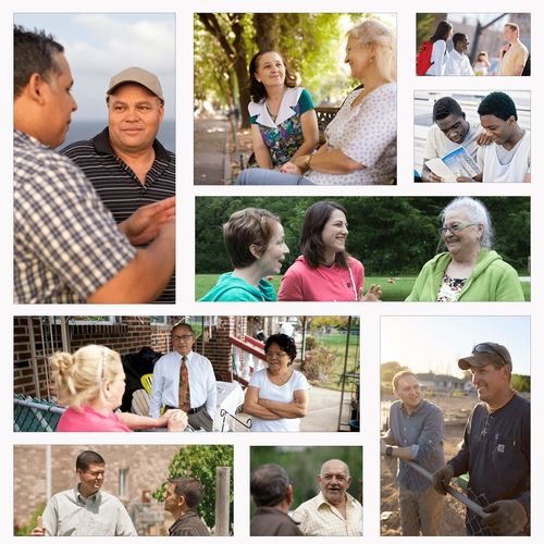 a collage of people serving in different ways