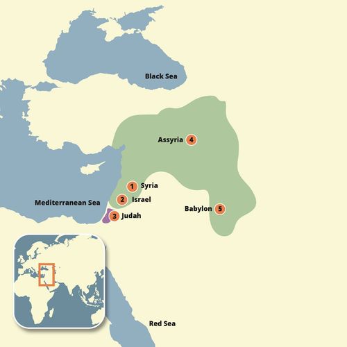 cartina che mostra i luoghi ai tempi di Isaia