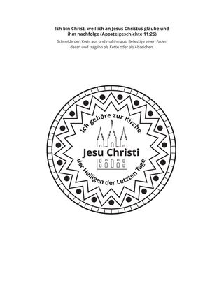 Seite mit der Aktivität: Ich bin Christ, weil ich an Jesus Christus glaube und ihm nachfolge