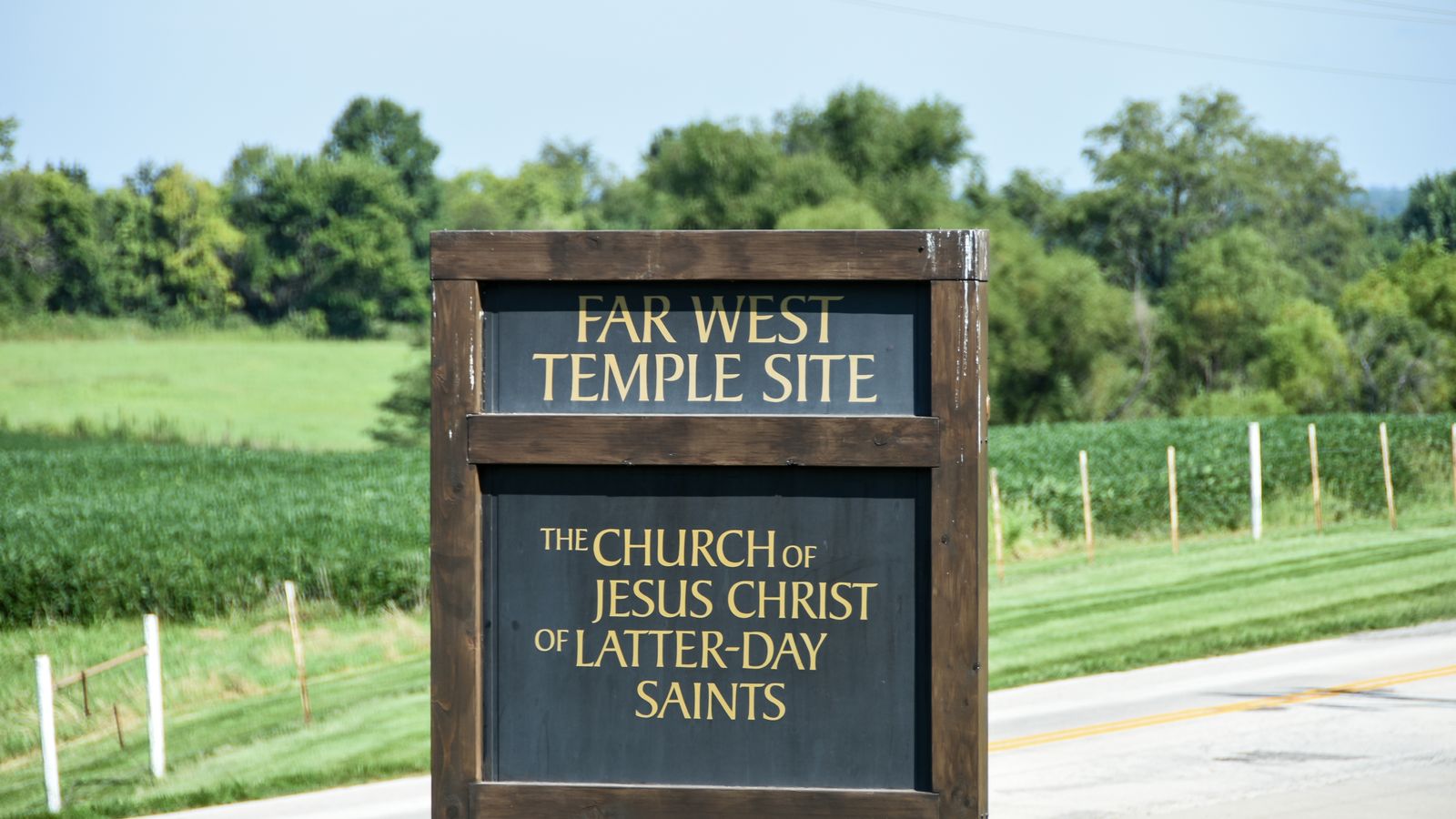 Sign for the Far West Temple site.