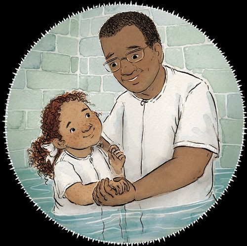 Girl getting baptized