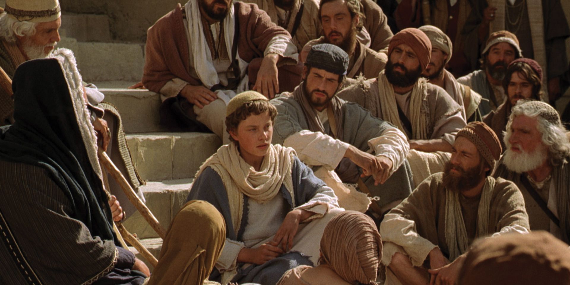 Young Jesus teaching doctors in the temple.