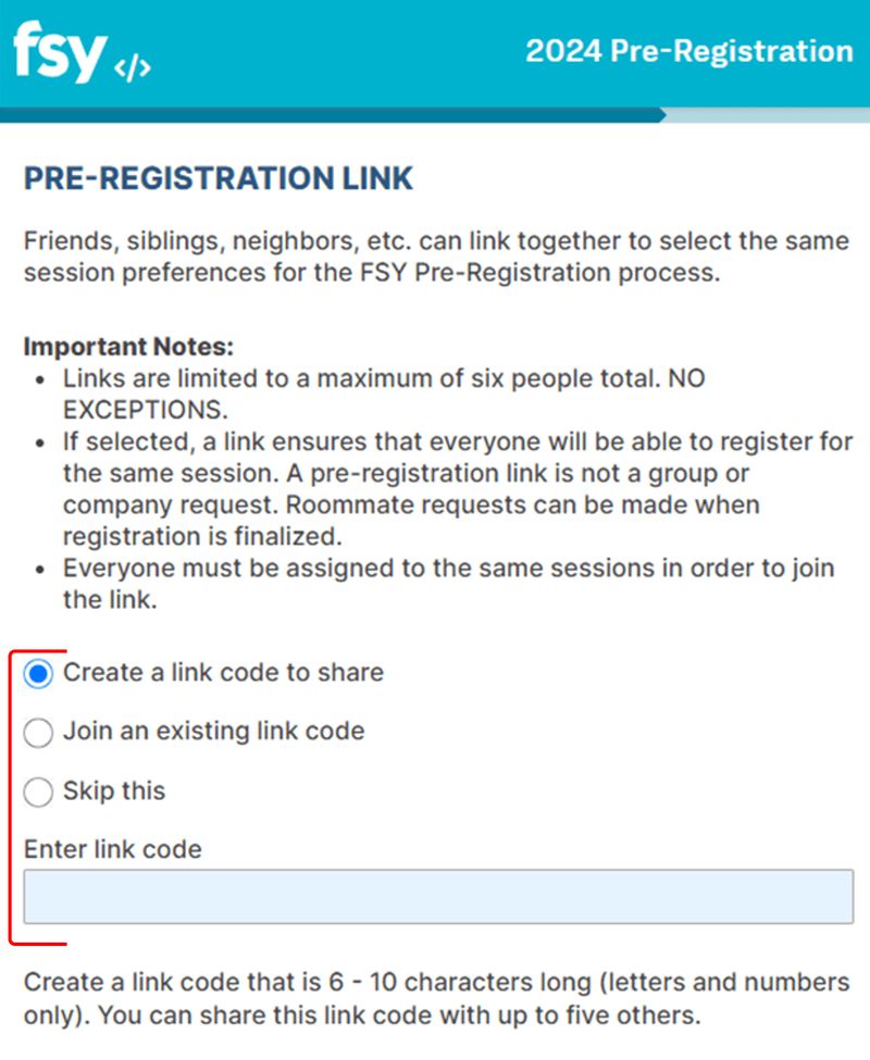 pre-registration link screenshot