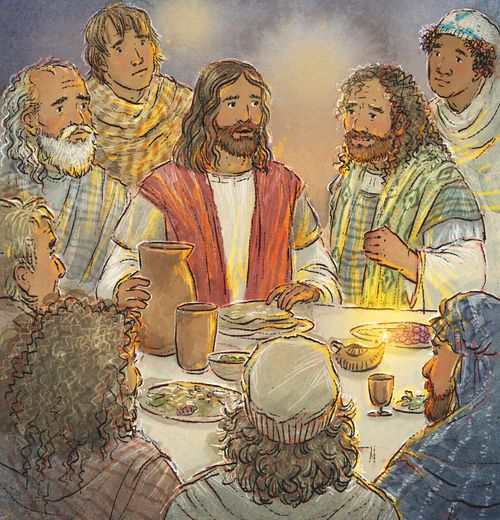Исус седи за столом са својим апостолима