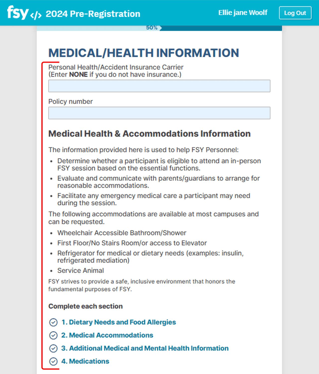 medical health information screenshot