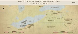 Mapa 5: A região de Nova York, Pensilvânia e Ohio nos EUA