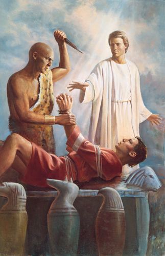 An Angel Saves Abraham, by Del Parson (62607); GAK 104; Primary manual 6-09; Abraham 1:15