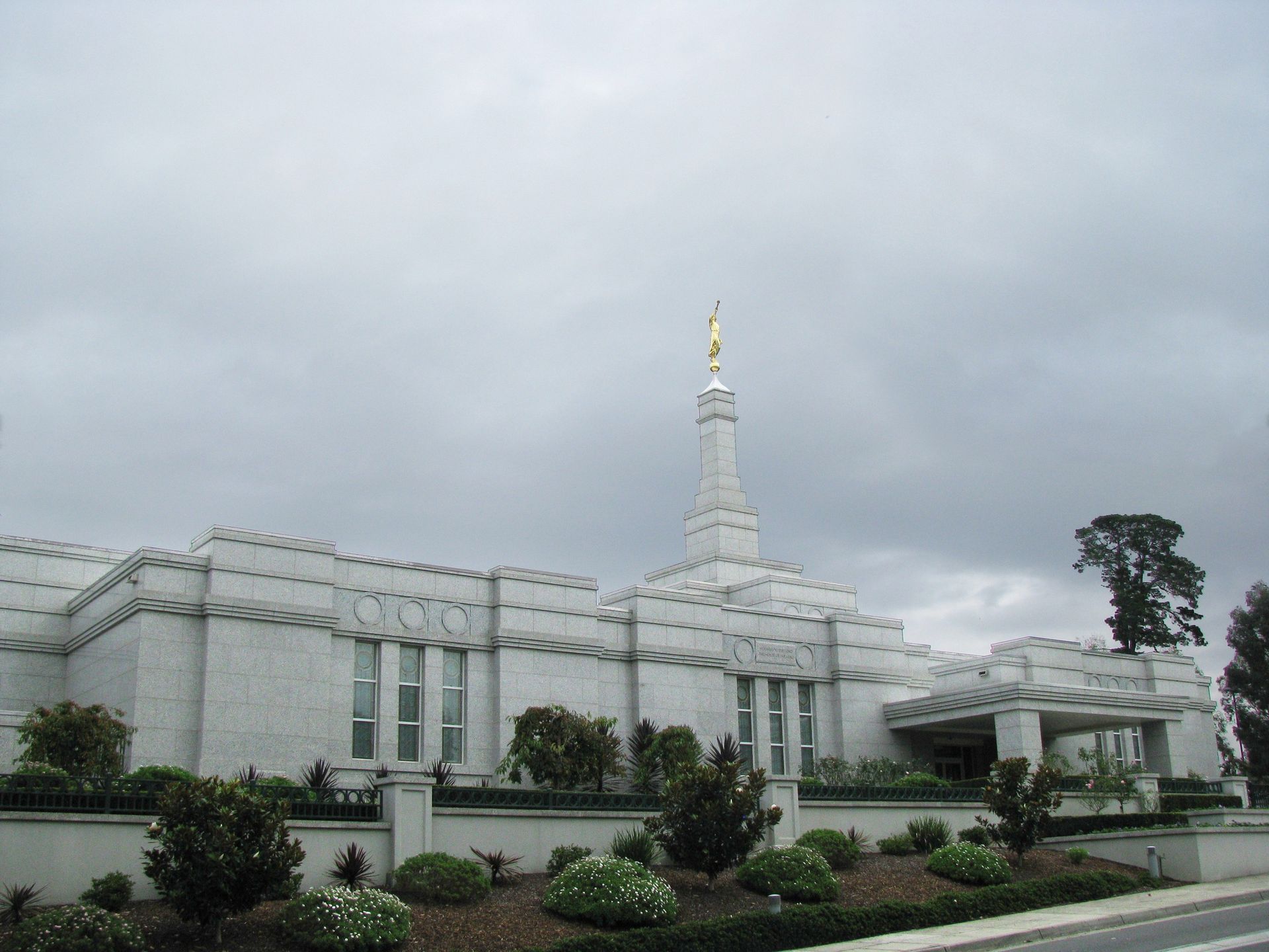 The Melbourne Australia Temple on a cloudy day.