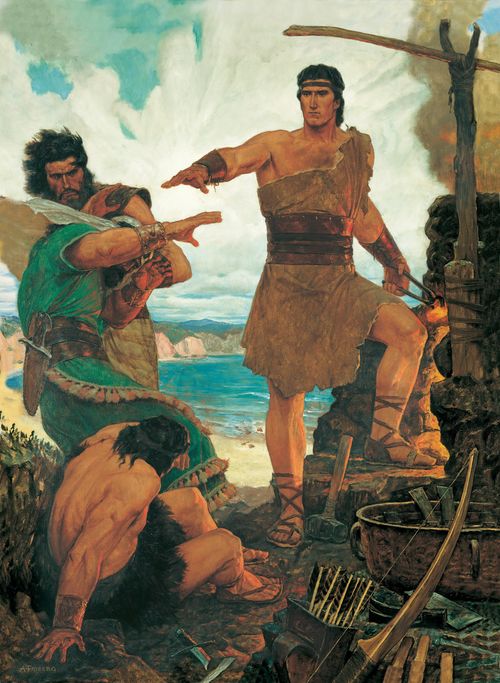 Нефий усмиряет восставших против него братьев (Нефий укоряет восставших против него братьев)