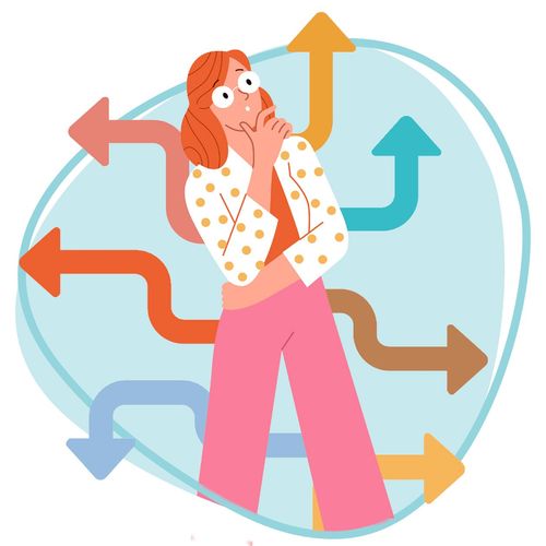 a woman considering different life paths