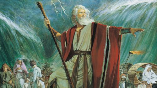 Moses parting the red sea